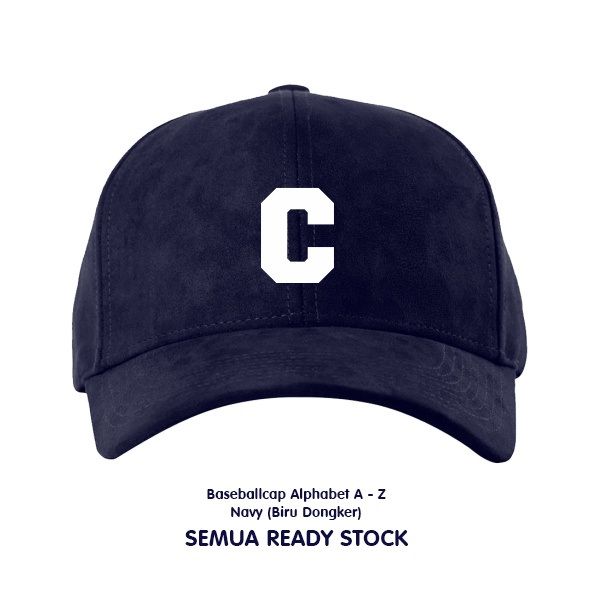 Topi Baseballcap Abjad Huruf Teks Alphabet A B C D E F G H I J K L M N O P Q R S T U V W X Y Z Navy