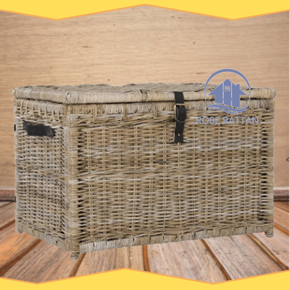 Box Peti Meja Storage Trunk Rotan Alami Ukuran Besar Kokoh