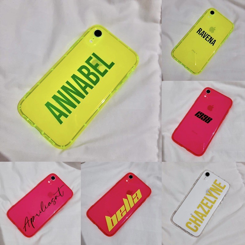 

Neon Case free custom nama softcase kuning stabilo shocking pink anticrack bumper casetify