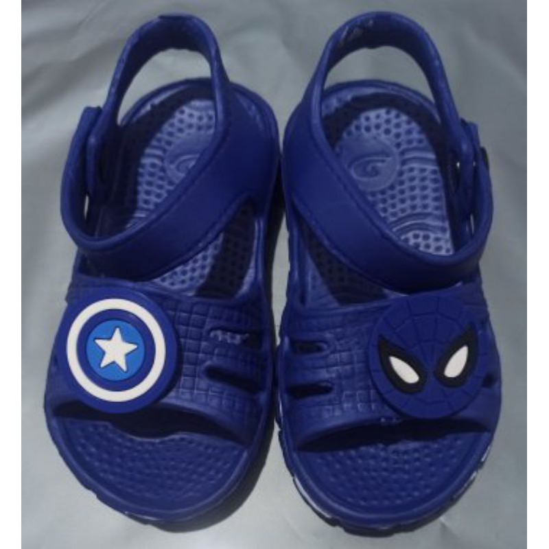 SEPATU SANDAL ANAK  SPIDERMAN/         Sandal karet anak tali kancing baby boy dulux size 19/24