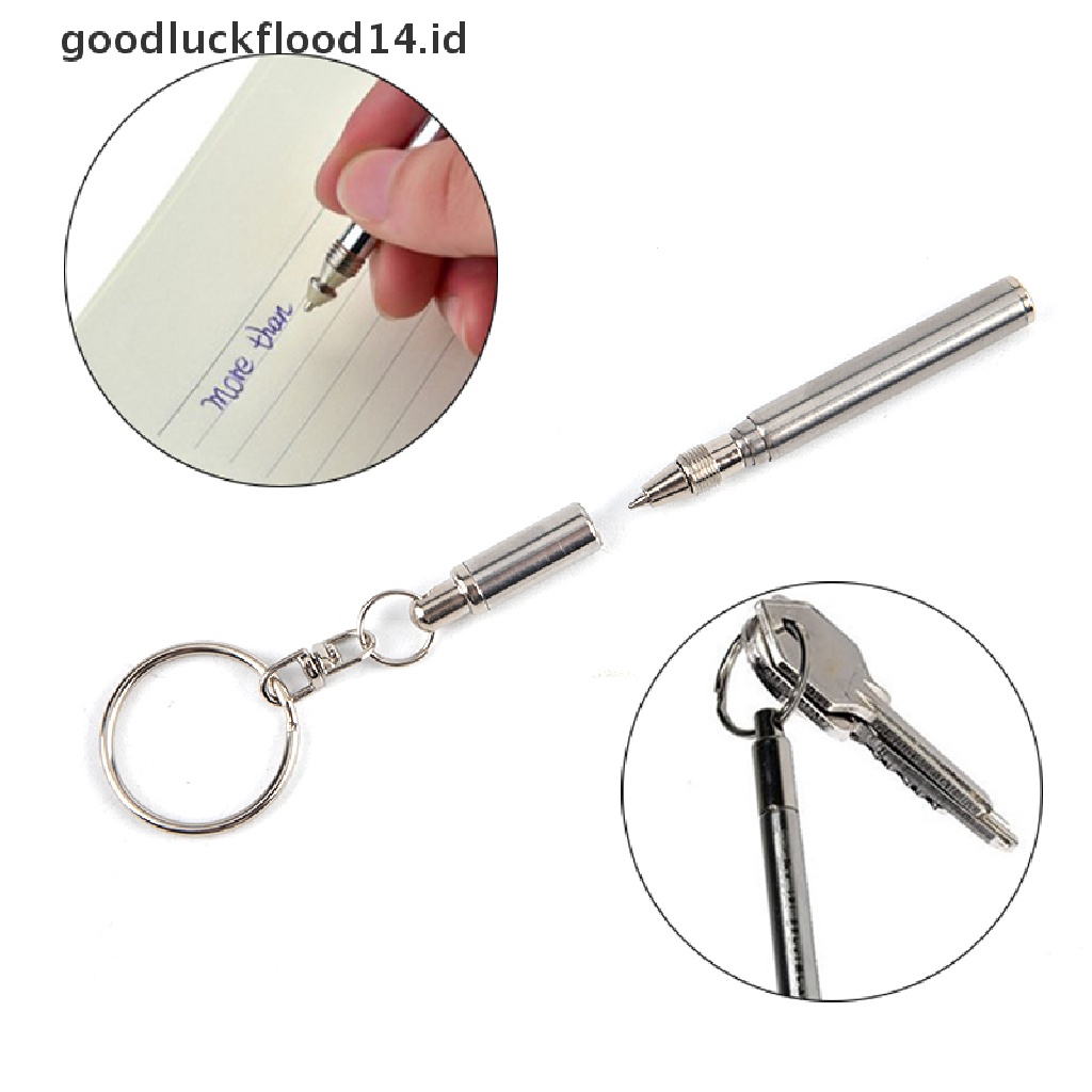 [OOID] Portable Telescoping Tool Pen Metal Key Ring Stainless Steel Keychain Gift ID