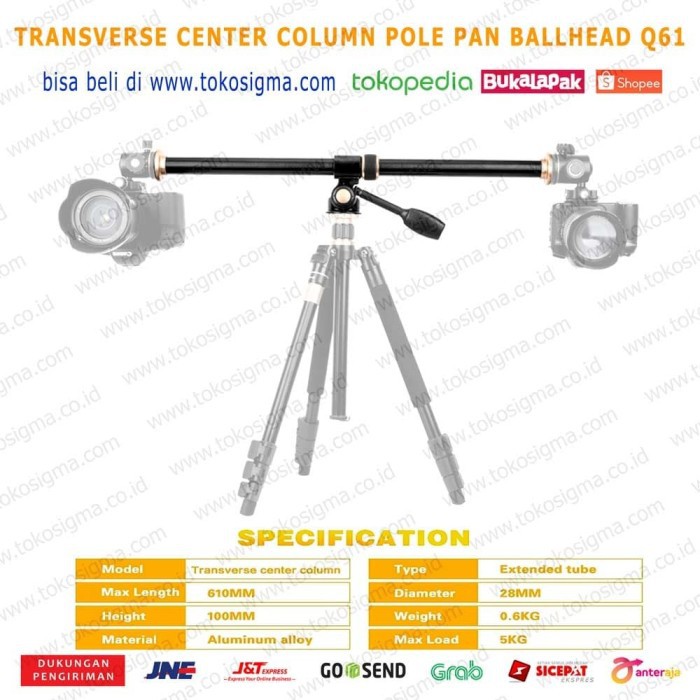 Pole Horizontal Transverse Center Column Extend Tripod Camera Boom Q61