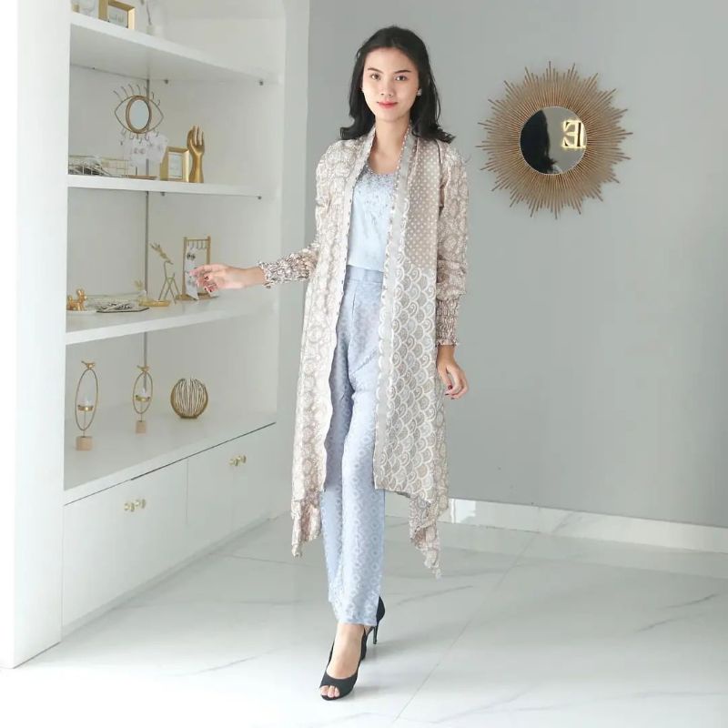 syahnita set outer batik viscose celana kulot polos kebaya batik wanita