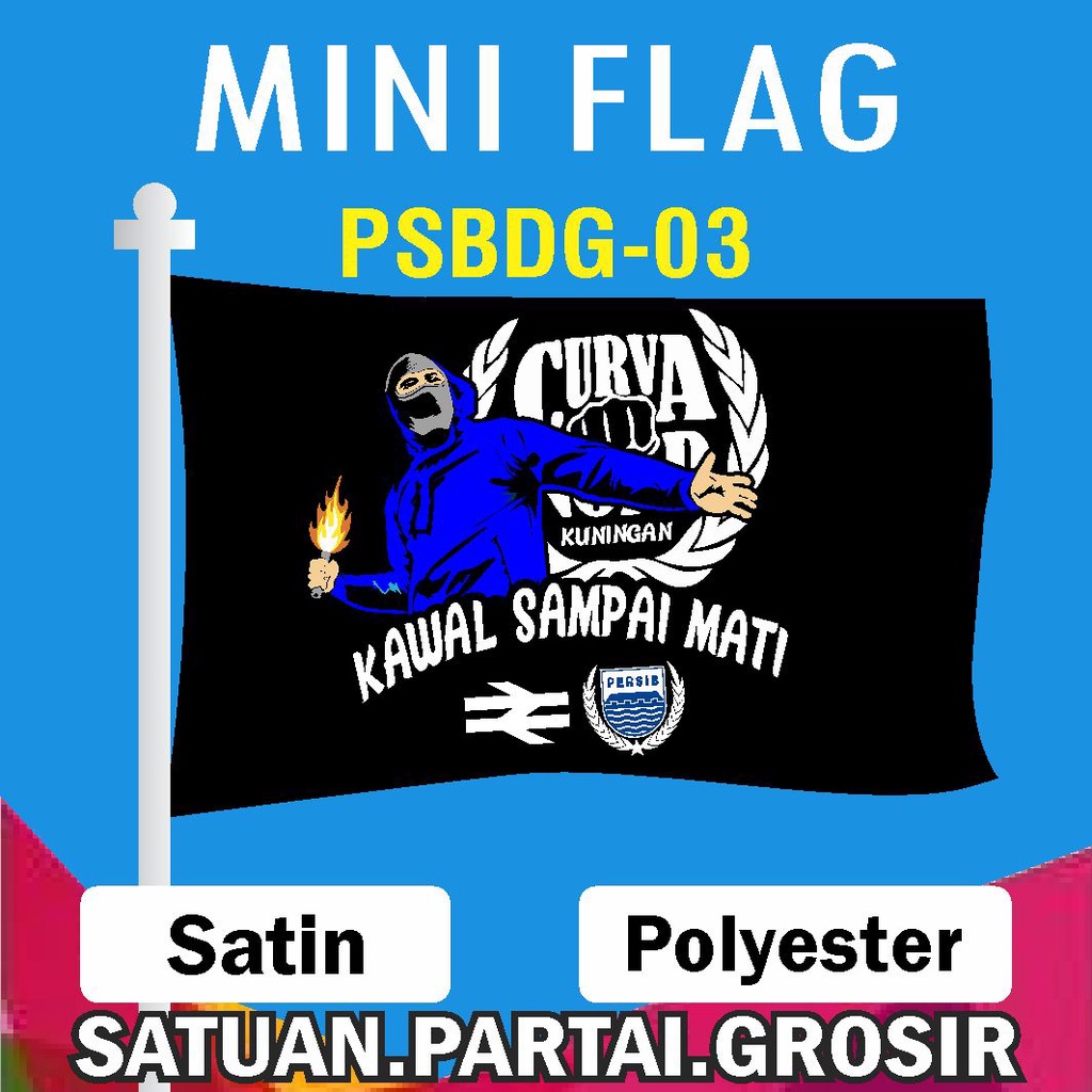 Sablon Bendera Printing Custom Motif PERSIB BANDUNG AWAY DAY / Mini Flag Printing PERSIB BANDUNG AWA
