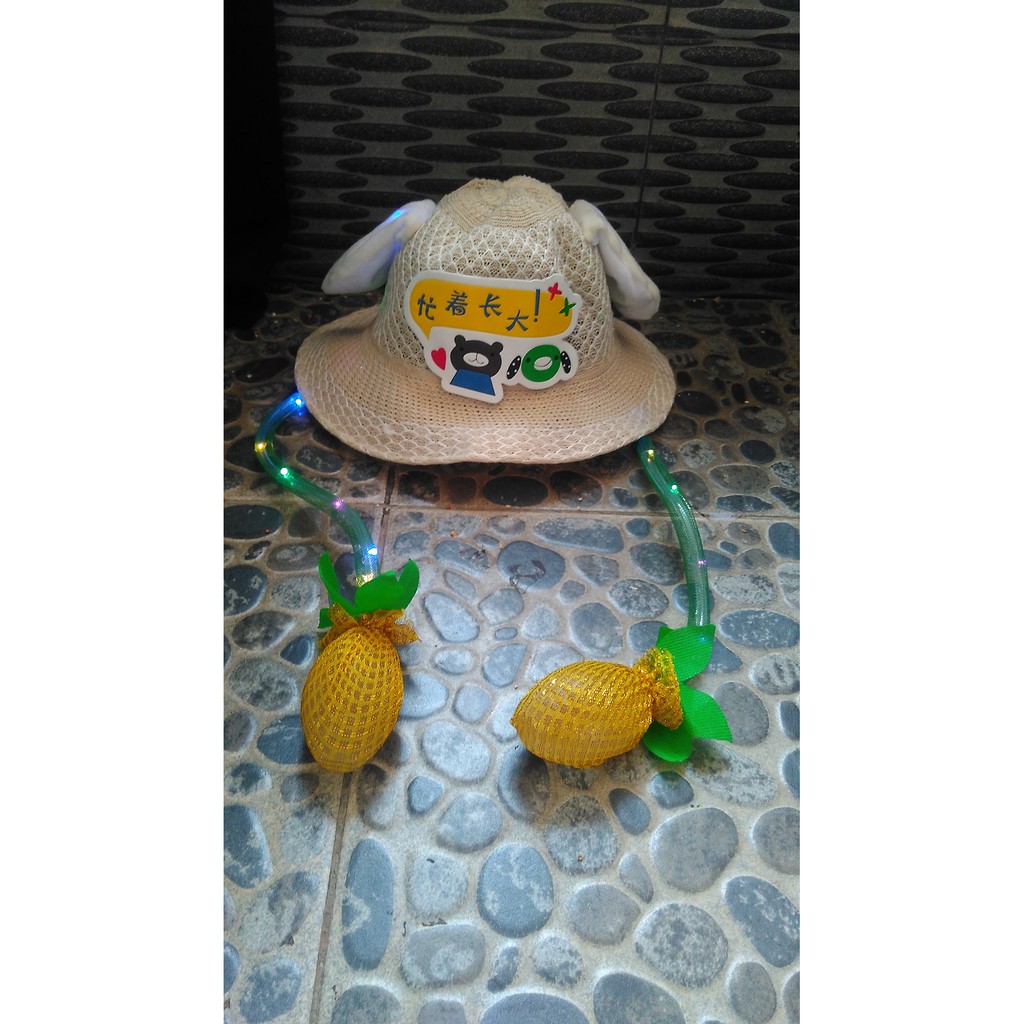 Topi Bulat Dancing Goyang Kuping Korea Import LED Topi Bunny Hat Dance Lucu Telinga Gerak