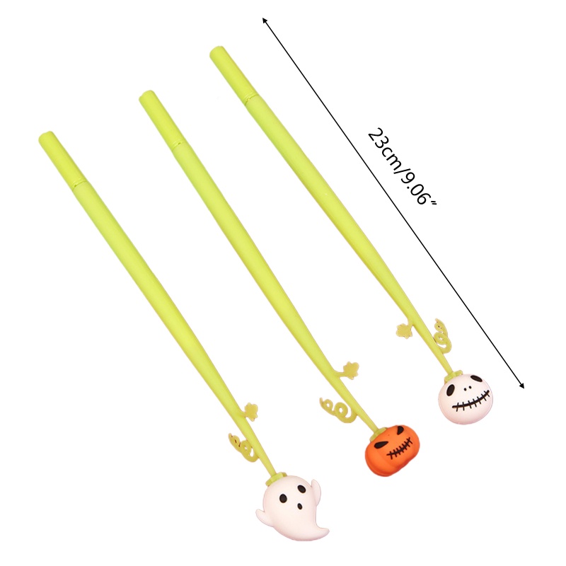 Zzz 6Pcs / Set Pulpen Tinta Gel Silikon Motif Halloween Quick Dry Ujung 0.5mm Untuk Pelajar