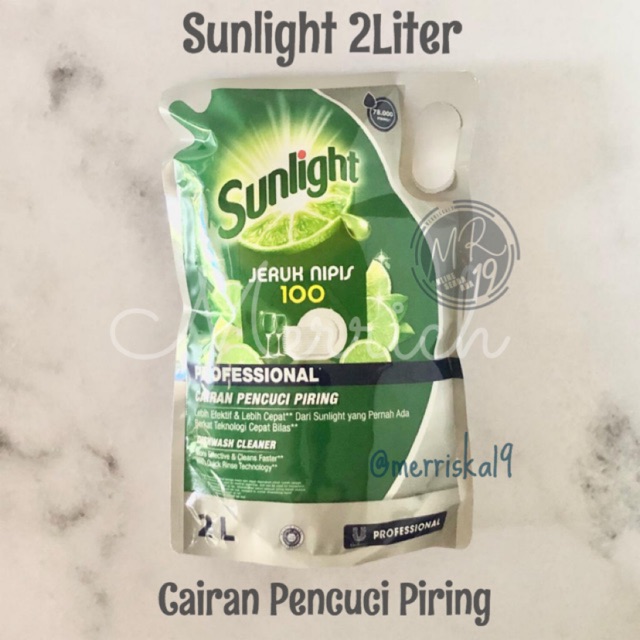 Sunlight 2l Professional Sabun Cuci Piring Jeruk Nipis 2000ml Refill