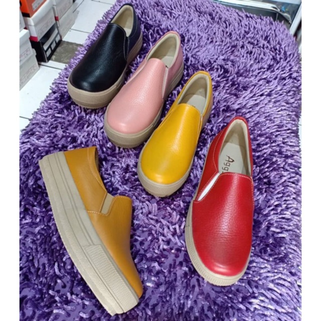 Sepatu kulit garut original / sepatu sukaregang garut / papirut garut / slip on kulit garut