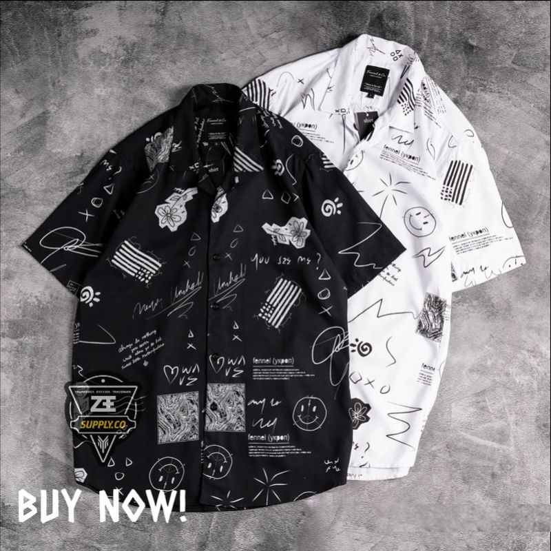 KEMEJA MOTIF SURFING BISA COUPEL COWO CEWE UNISEX PREMIUM LENGAN PENDEK