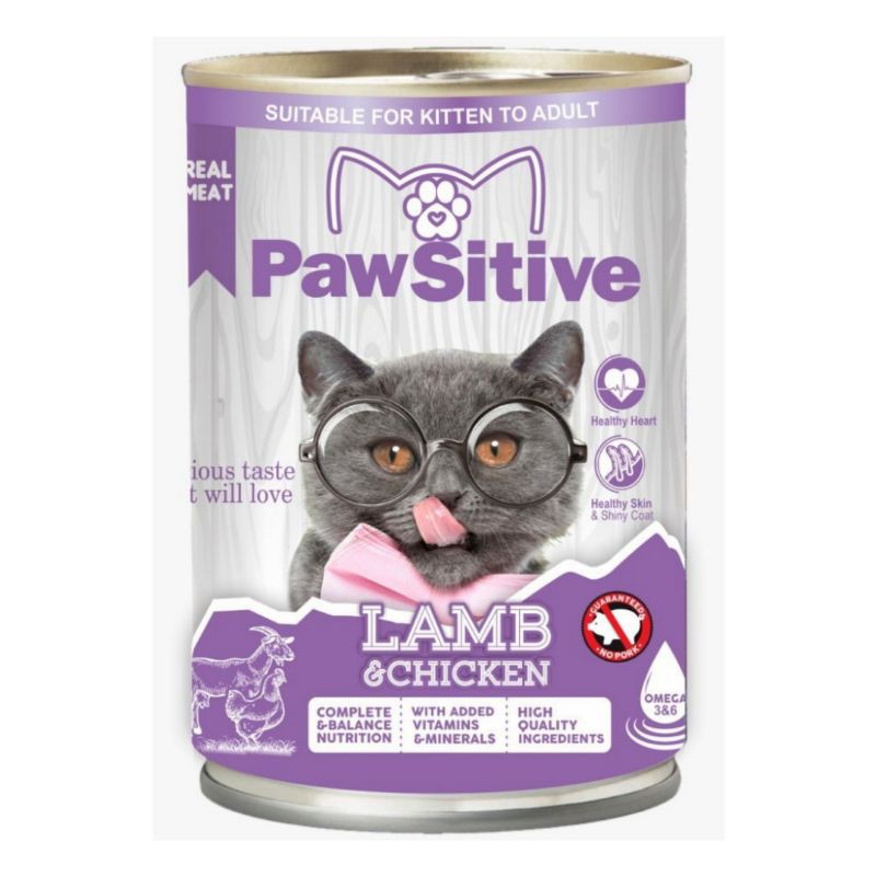 Makanan Kucing Pawsitive Lamb &amp; chicken kaleng 400gr (isi 12pcs) / cat food / wet food