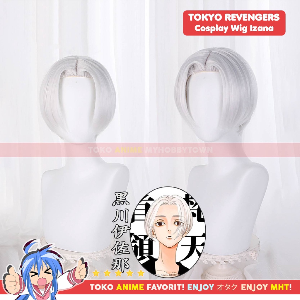 Wig Cosplay Anime Tokyo Revengers : Izana Kurokawa Tanjiku Silver - Rambut Palsu