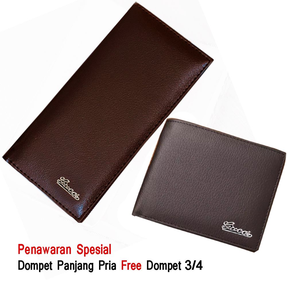 11.11 Shopee Super BIG SALE!! Dompet Panjang Pria + Dompet Pendek W5504 Bahan Kulit Sintetik model lipat dua size 5 inch