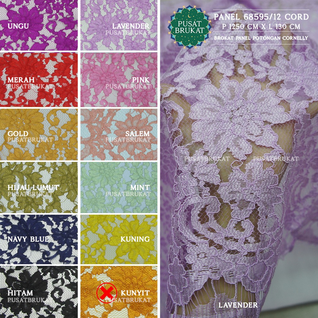 KAIN KEBAYA BRUKAT CORNELI PANEL SEMI PRANCIS - LYNELLE P 68595/12 CORD -  P250CM X L140CM [harga per potong]