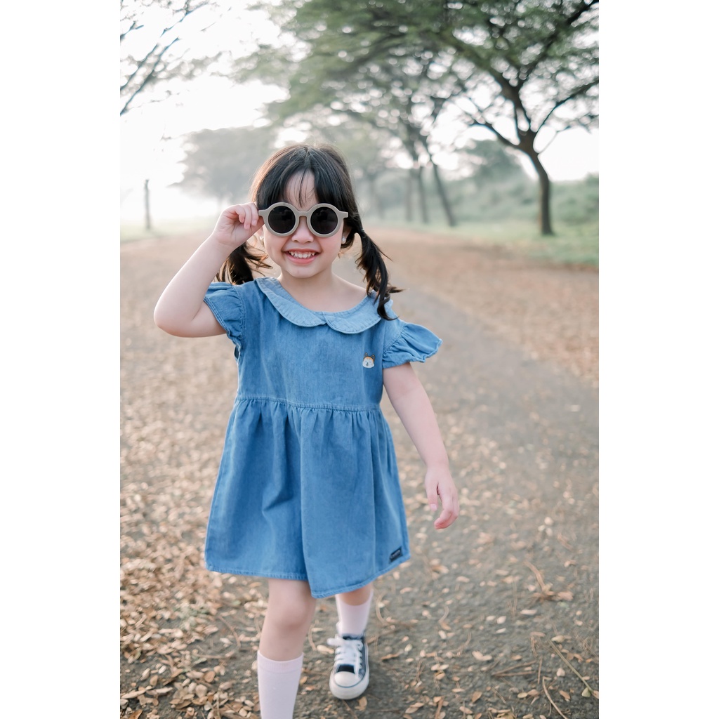 CARVA DRESS ANAK JEANS CEWE DRESS ANAK PEREMPUAN BAYI MOTIF TULIP BEST SELLER TERMURAH