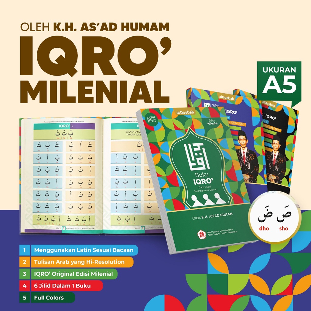 Buku IQRO edisi Milenial Oleh K.H. As’ad Humam (penulis asli metode Iqro)