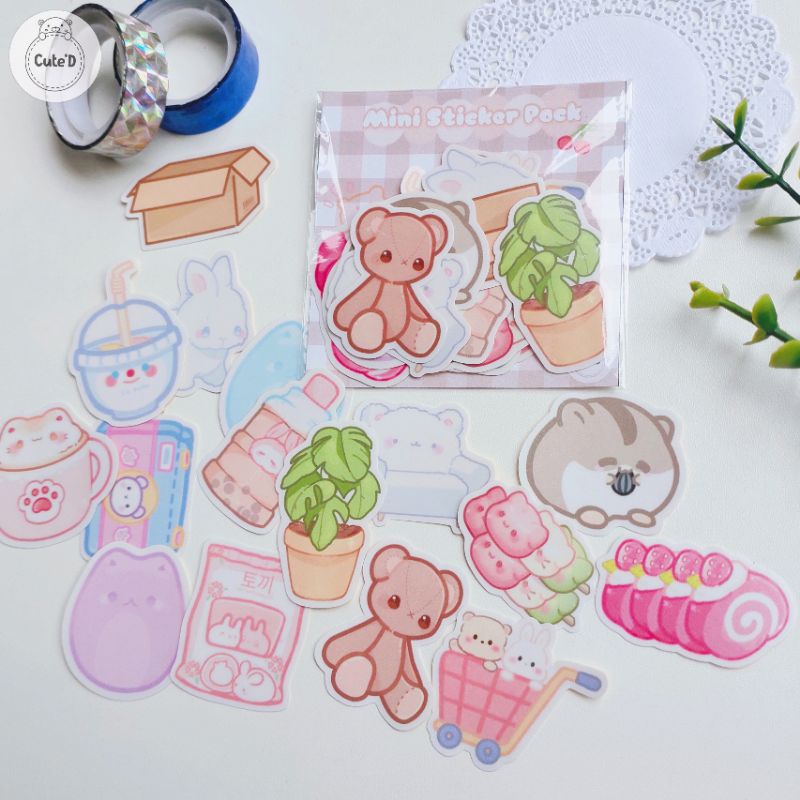 

(Mini Sticker Pack Series) Sticker Deco Cute (1) For Scrapbook, Diary, Planner, Journal