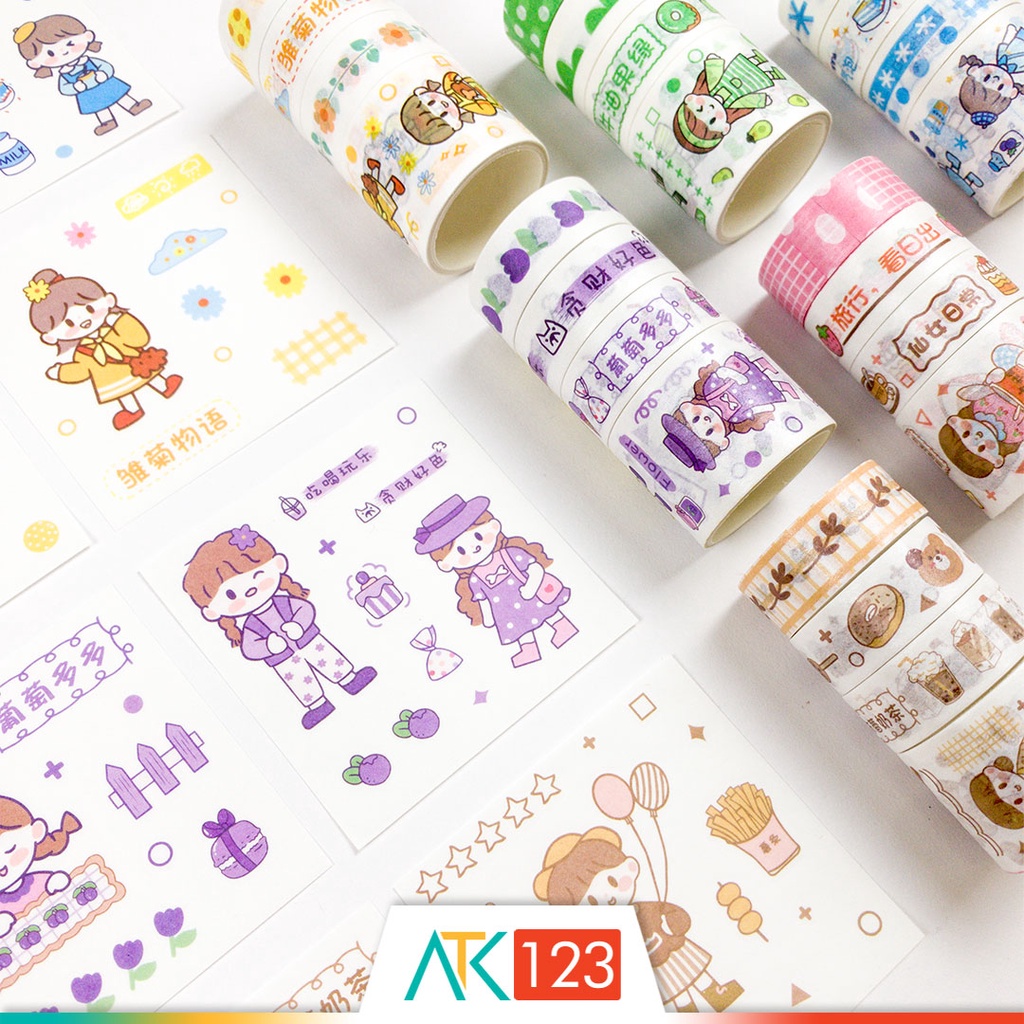 

Selotip Kertas Warna / Motif / Washi / Japanese Masking / Paper Tape / Stiker / Stickers Set Estetik Karakter Kartun Lucu / Cartoon / Doodle / Fancy / Aesthetic / Esthetic XM20