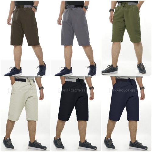 Afkar Clothes Celana Pendek Katun Casual Pinggang Karet Short Pants - ASP