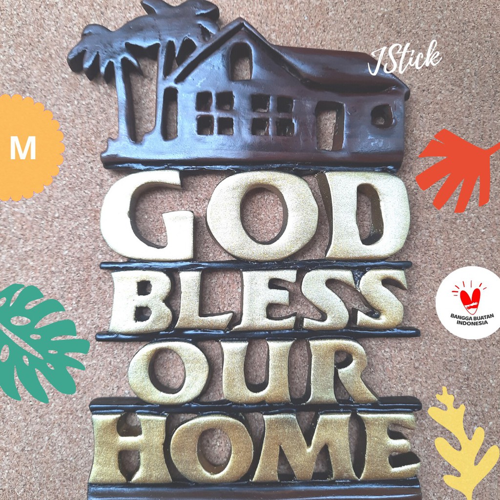 HIASAN dinding &quot;GOD Bless Our Home&quot; (M - 19,5 cm)