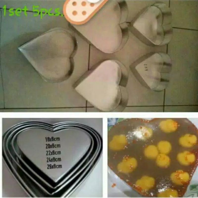 Loyang Love /Hati 1 set isi 5 buah loyang
