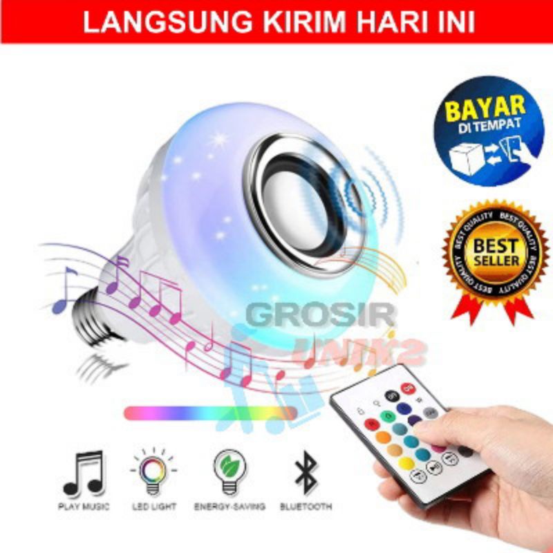 BOHLAM SPEAKER bluetooth wireless Lampu musik remote adaptor waran warni hias LED RGB bohlam speaker