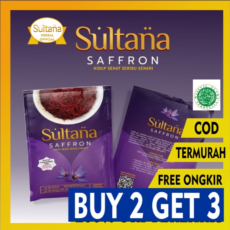 

BUY 2 GET 3 - SULTANA SAFFRON SUPER NEGIN - ISI 30 DAN 10 HELAI /INSOMNIA/HAID/PEGAL/KOLESTROL MURAH