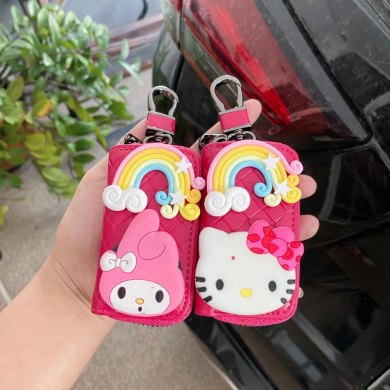 gantunagan kunci mobil hello kitty sama melody rainbow dompet stnk DOMPET HK RAINBOW // Kunci STNK Mobil Hello Kitty Kulit Import