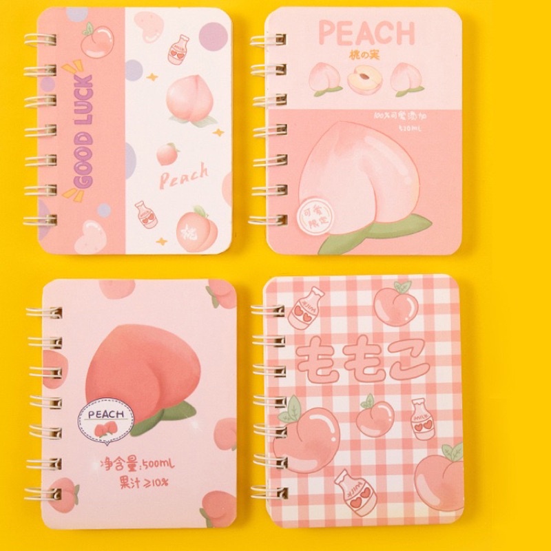1 pcs Buku / Notebook Mini Ring A7 Motif-Peach