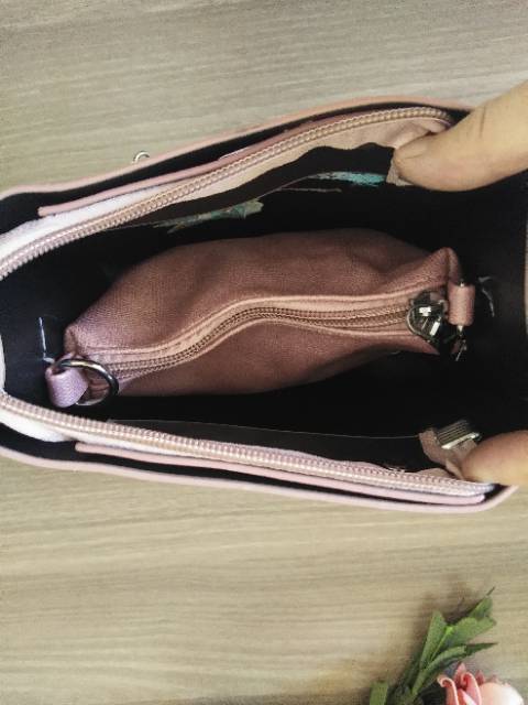(COD) tas 2 in 1 selempang wanita kecil lucu tas pink import murah