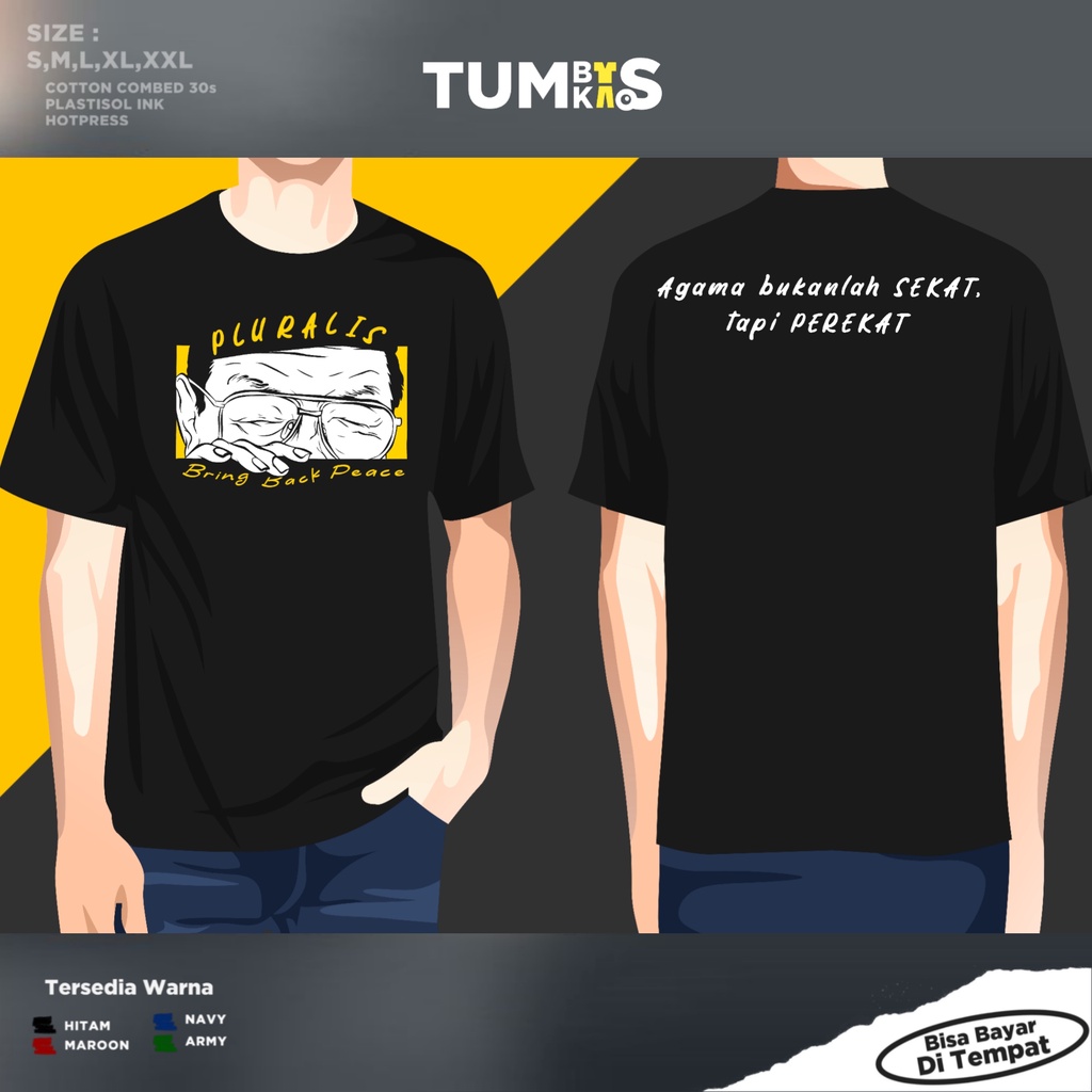 KAOS GUSDUR PLURALISME DISTRO PREMIUM PRIA WANITA / BAJU DAKWAH ISLAMI NU CAK NUN JANCUKERS MAIYAH