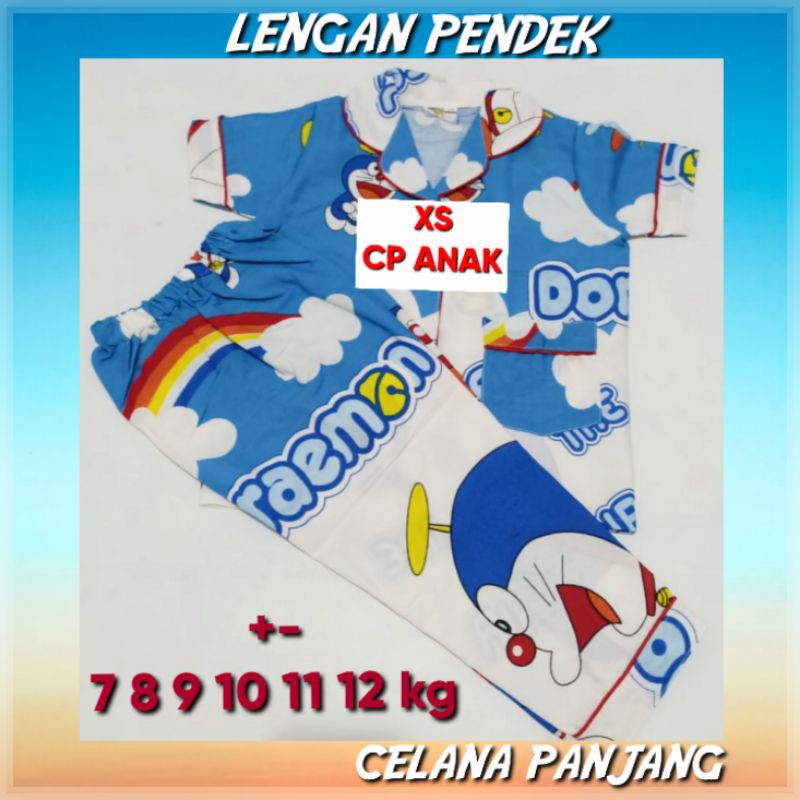 baju tidur anak setelan celana panjang lengan pendek piyama set couple motif katun jepang karakter