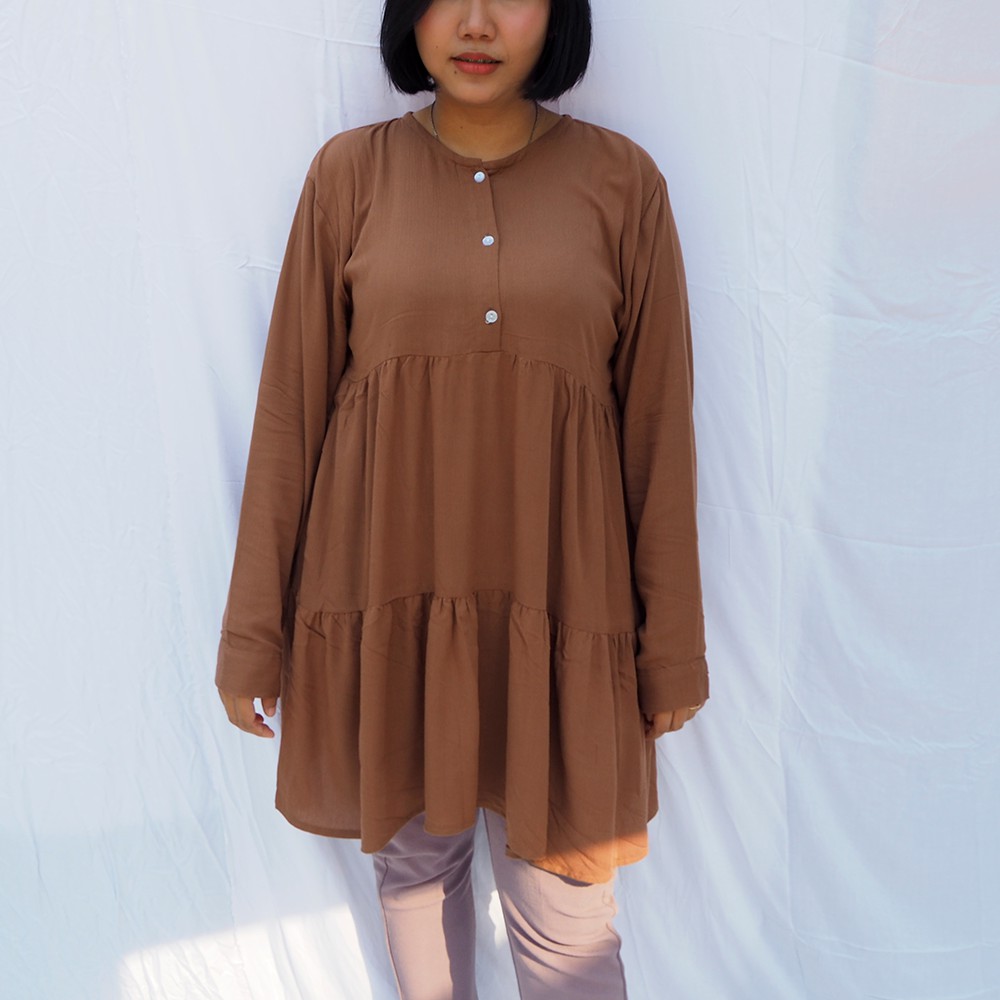 Tunik Atasan wanita All size fit to L bahan Rayon Crinkle - Qya Tunik