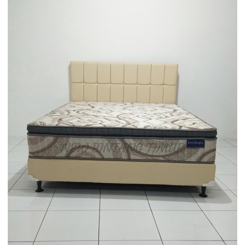 Spring Bed Romance Feelings Plush Top 160 x 200 HB Domino Cream Full Set - Jabodetabek