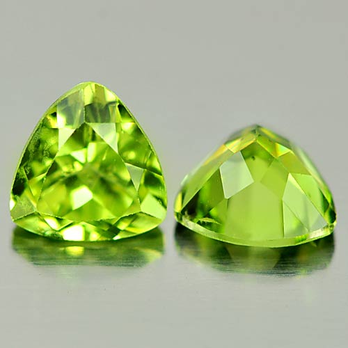 Match Pair Trilliant Calibrate Size 1.73ct Tcw 6.10x6.0mm Unheated Natural Green Peridot PD809