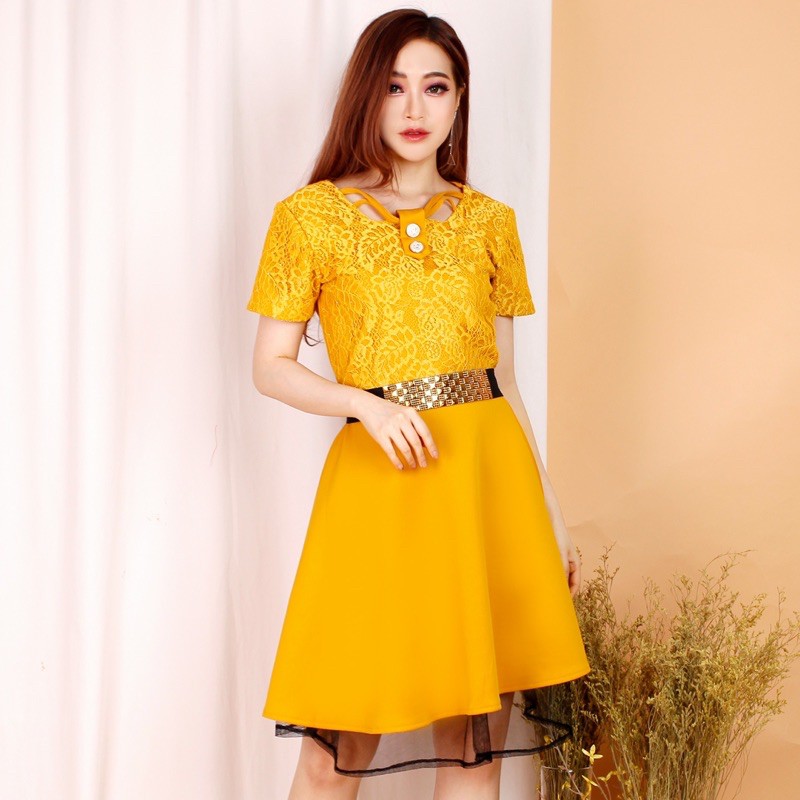 Kathryn collection # 136, dres mekar scuba import premium kombinasi brukat gliter free belt