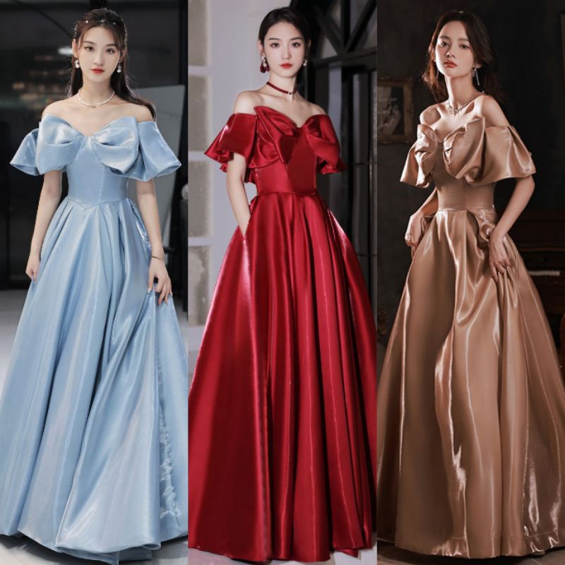 Realpic G762 XS-2XL Bisa Custom Gaun mewah impor gaun pesta gaun maxi gaun sabrina long dress pesta 