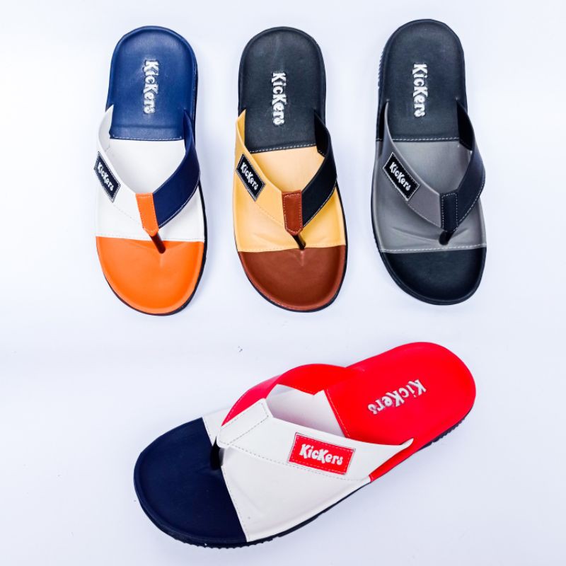 Sandal Pria Distro Sendal Jepit Tiga Warna Multiple KCK