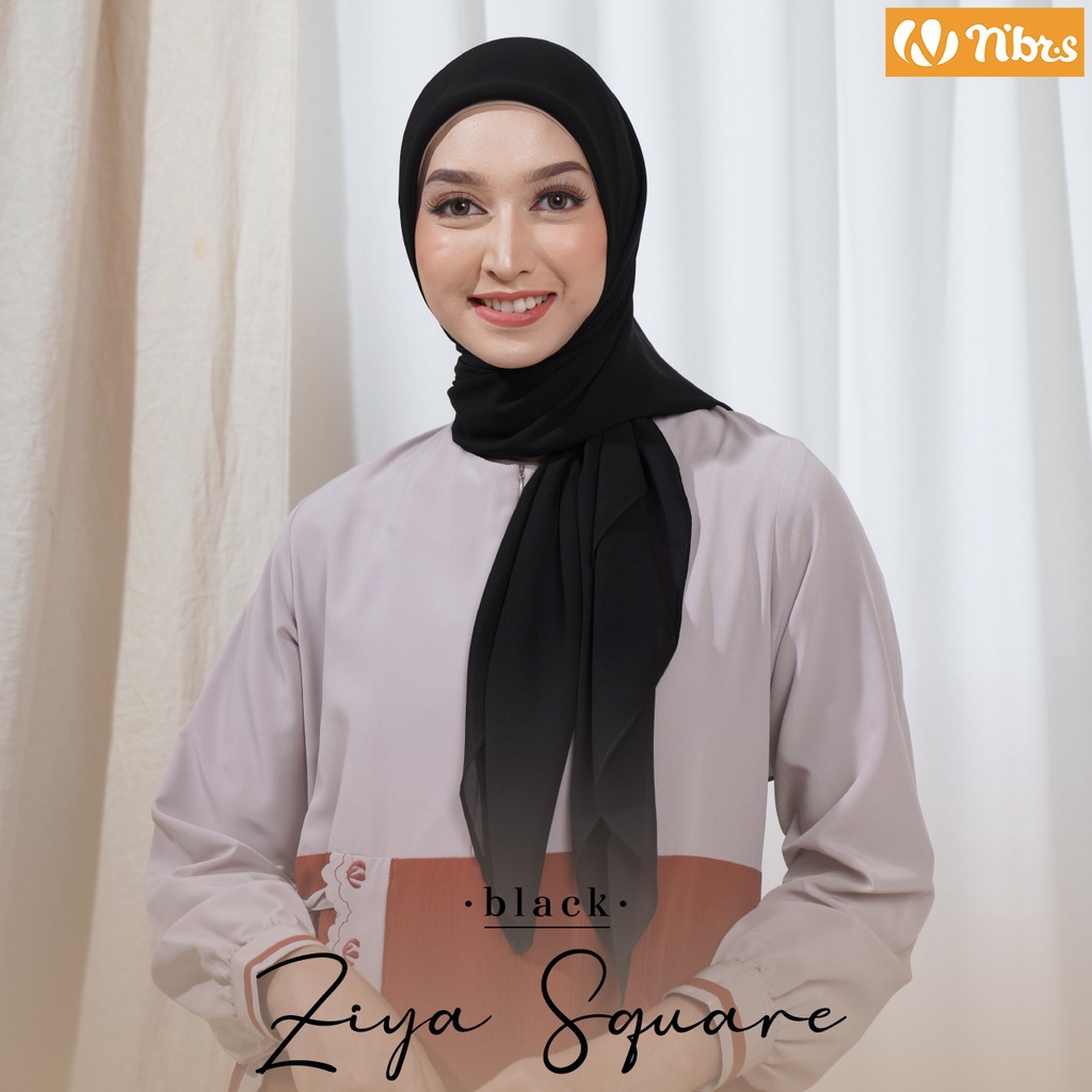 Nibras Hijab ZIYA SQUARE Bahan Bahama Kerudung Segi Empat Polos Syar'i Muslim OOTD