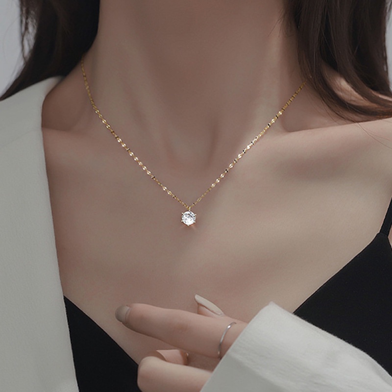 We Flower Kalung Rantai Liontin Bunga Hias Kristal Cubic Zirconia Berkilau Ala Vintage Untuk Wanita