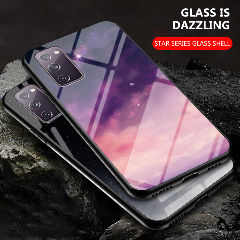 Casing Tempered Glass Anti Gores Motif Langit Berbintang Untuk Samsung Galaxy S20 Fe Note 20 Dgx