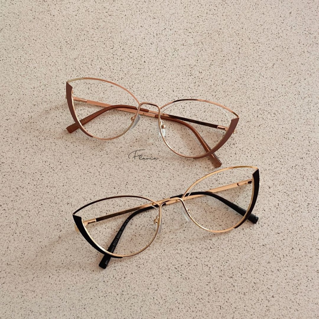 Flavia Eyewear - Kacamata Roxanne Cat Eye Titanium (custom minus, photochromic, blueray, bluechromic dan photobrown)