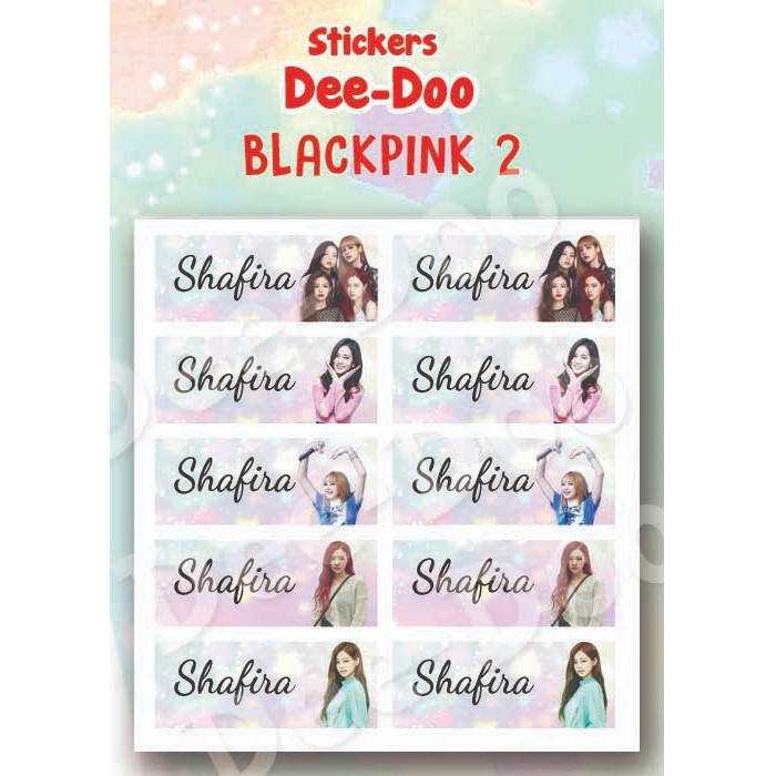 

Sticker waterproof label nama anak karakter Blackpink (2)
