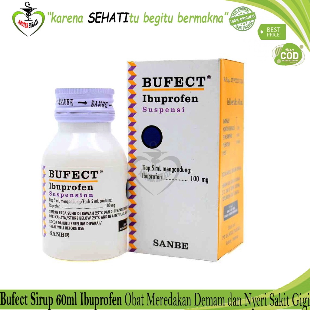 Promo Murah BUFECT IBUPROFEN SYRUP 60 Ml / Obat Demam, Sakit Gigi