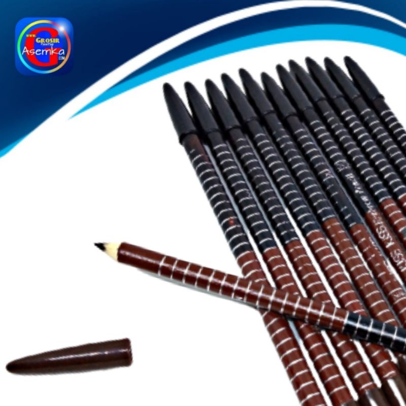 Pensil Alis Eyebrow kiss kiss Pensil Bolak Balik Hitam dan Cokelat Grosir (12pcs)