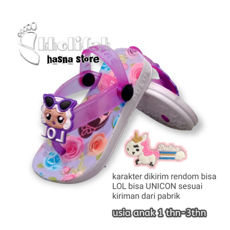 sandal anak jepit tali belakang lol/unicon Dulux 283e (3c)