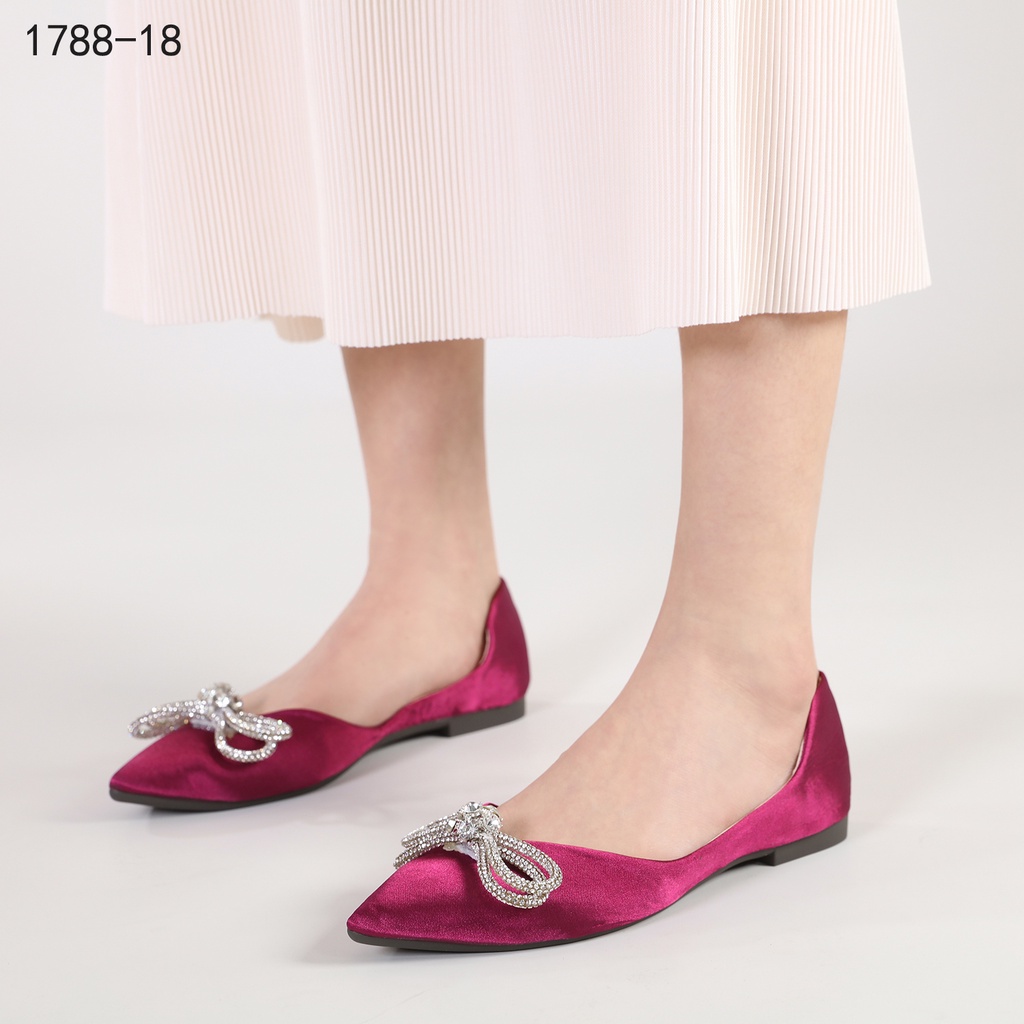 HELIVA BELLA Sepatu Flat Shoes Ribbon Series Diamond Bahan Satin 1788-18 Original Brand