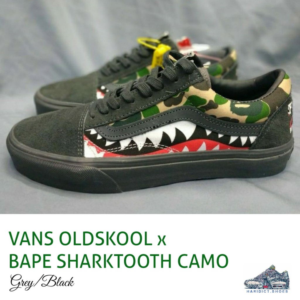 VANS OLDSKOOL X BAPE SHARKTOOTH CAMO / SEPATU PRIA / SNEAKERS / SEPATU SPORT COWOK / SEPATU OLAHRAGA
