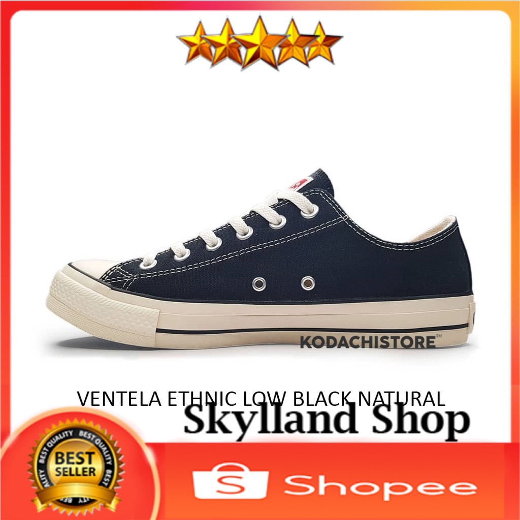 Sepatu Ventela Ethnic Low Black Natural - Ventela Ethnic Low Black Natural