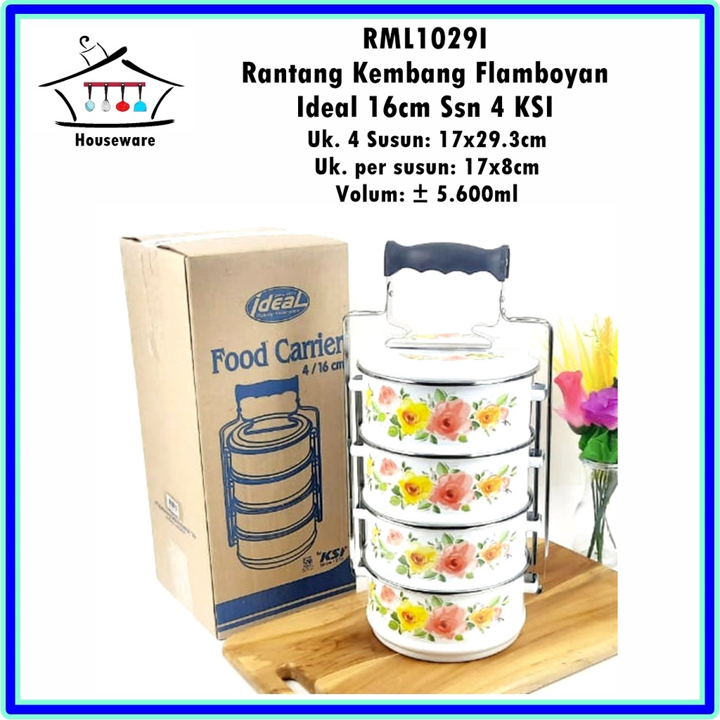 RML1029I Rantang Kembang Flamboyan Ideal 16cm/4 Susun 4 KSI