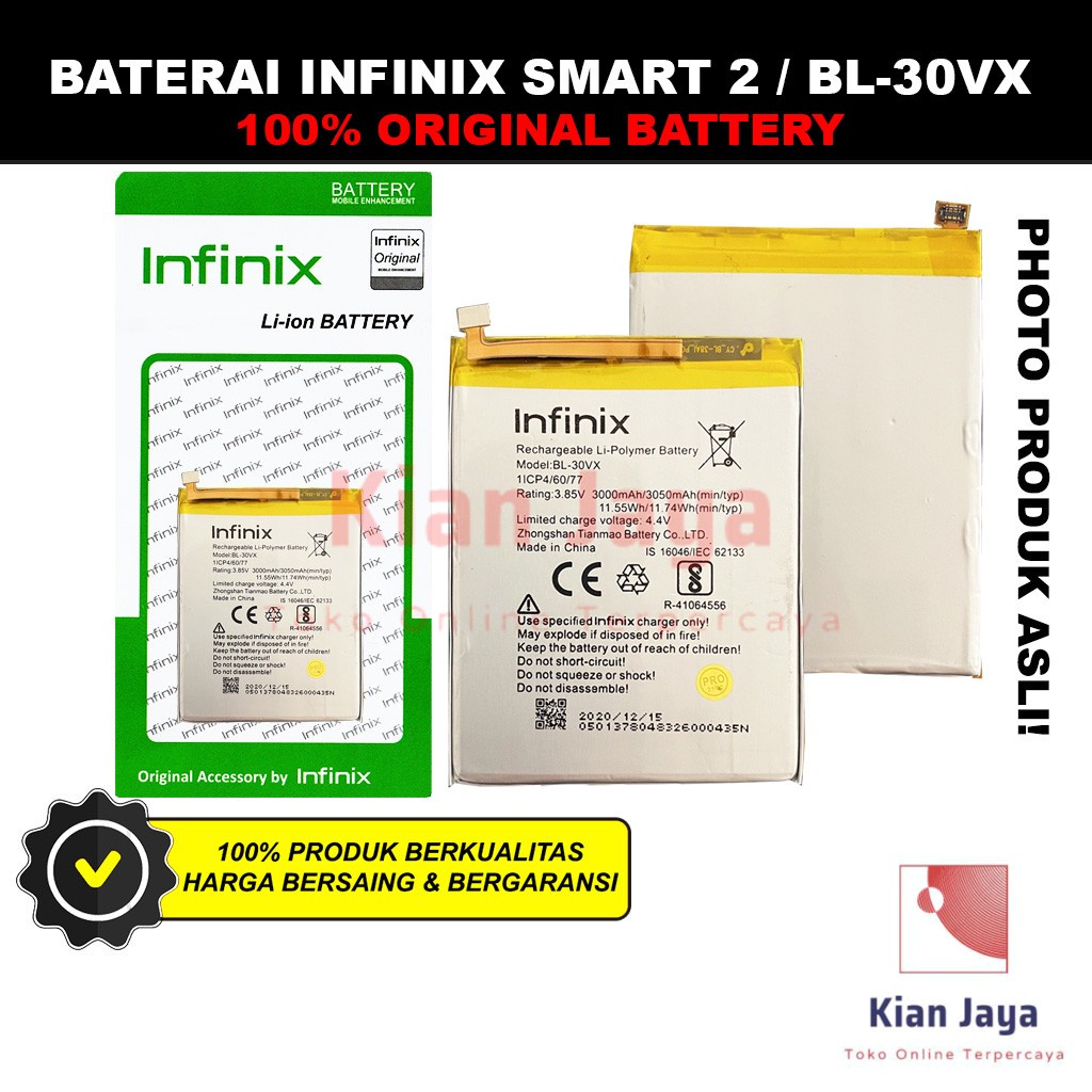 Baterai Infinix Smart 2 BL-30VX Batre Batrai Battery Hp BL30VX Original